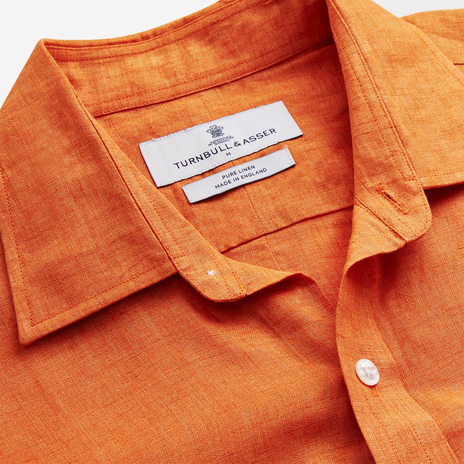 View 3 of product Orange Weekend Fit Long Sleeve Linen Shirt with Derby Collar and 1-Button Cuffs
