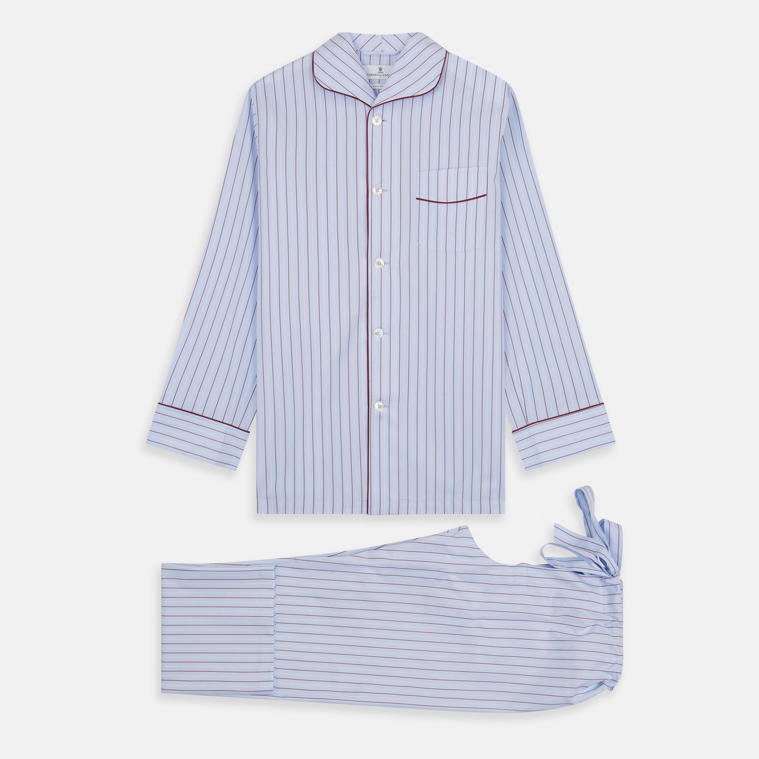 View 6 of product Burgundy Stripe Classic Pyjama Set