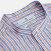 View 2 of product Blue & Red Linen Stripe Weekend Fit Shirt with Stand Collar