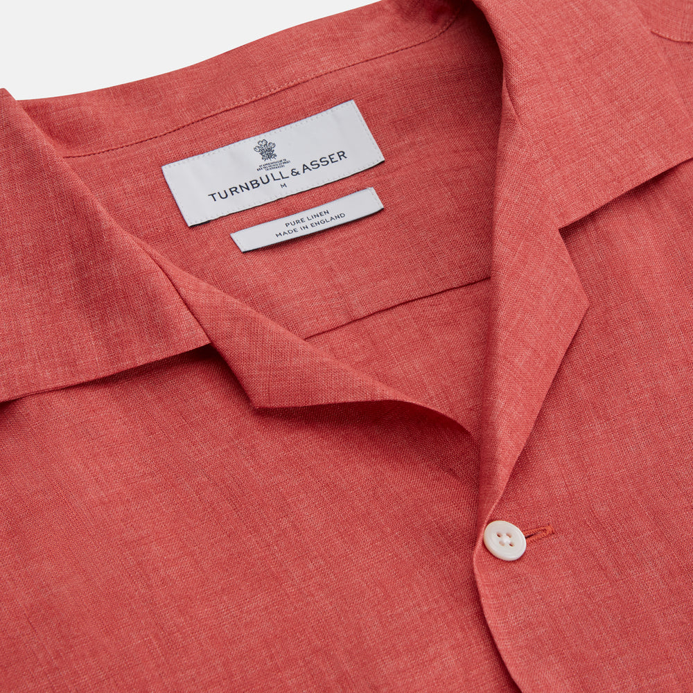 Crimson Delave Linen Holiday Fit Shirt with Revere Collar