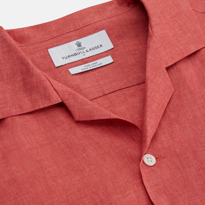 Crimson Delave Linen Holiday Fit Shirt with Revere Collar Image 3