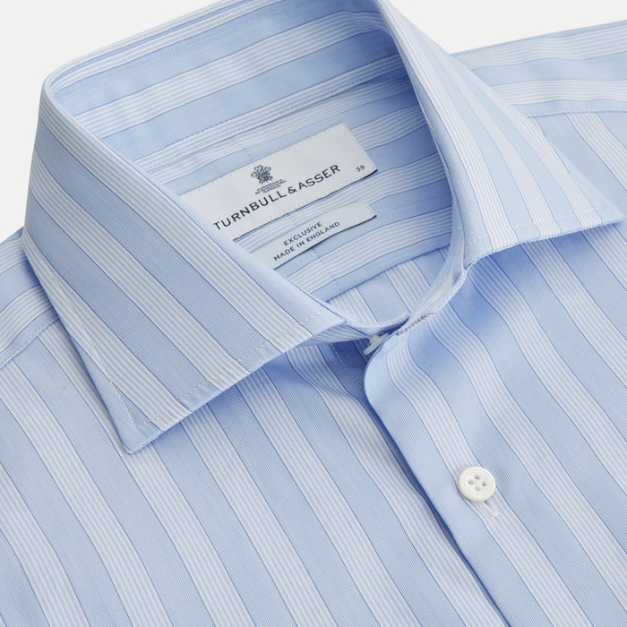 Tonal Blue Stripe Tailored Fit Shirt with Kent Collar Image 1