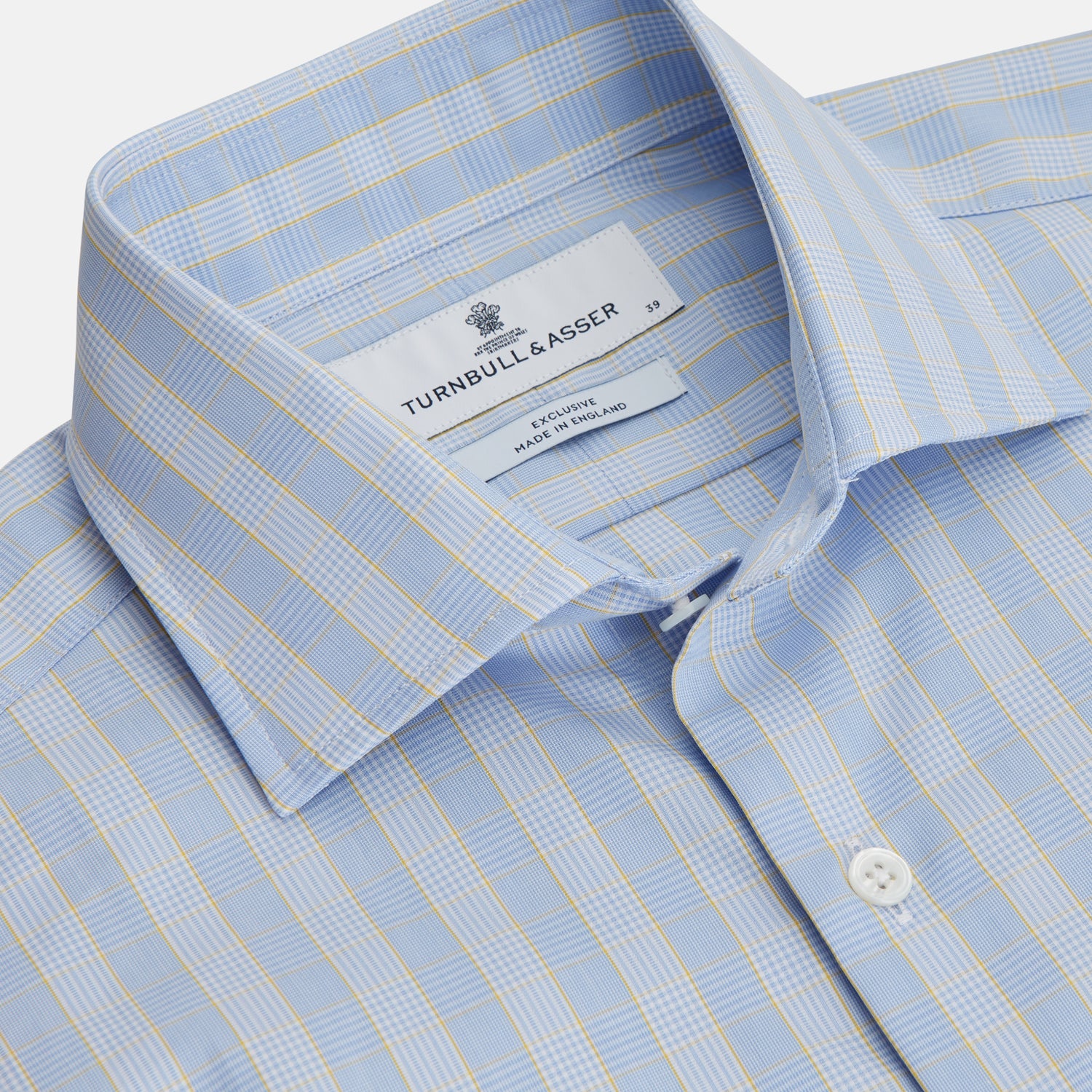 View 3 of product Yellow and Blue Glen Check Tailored Fit Shirt with Kent Collar