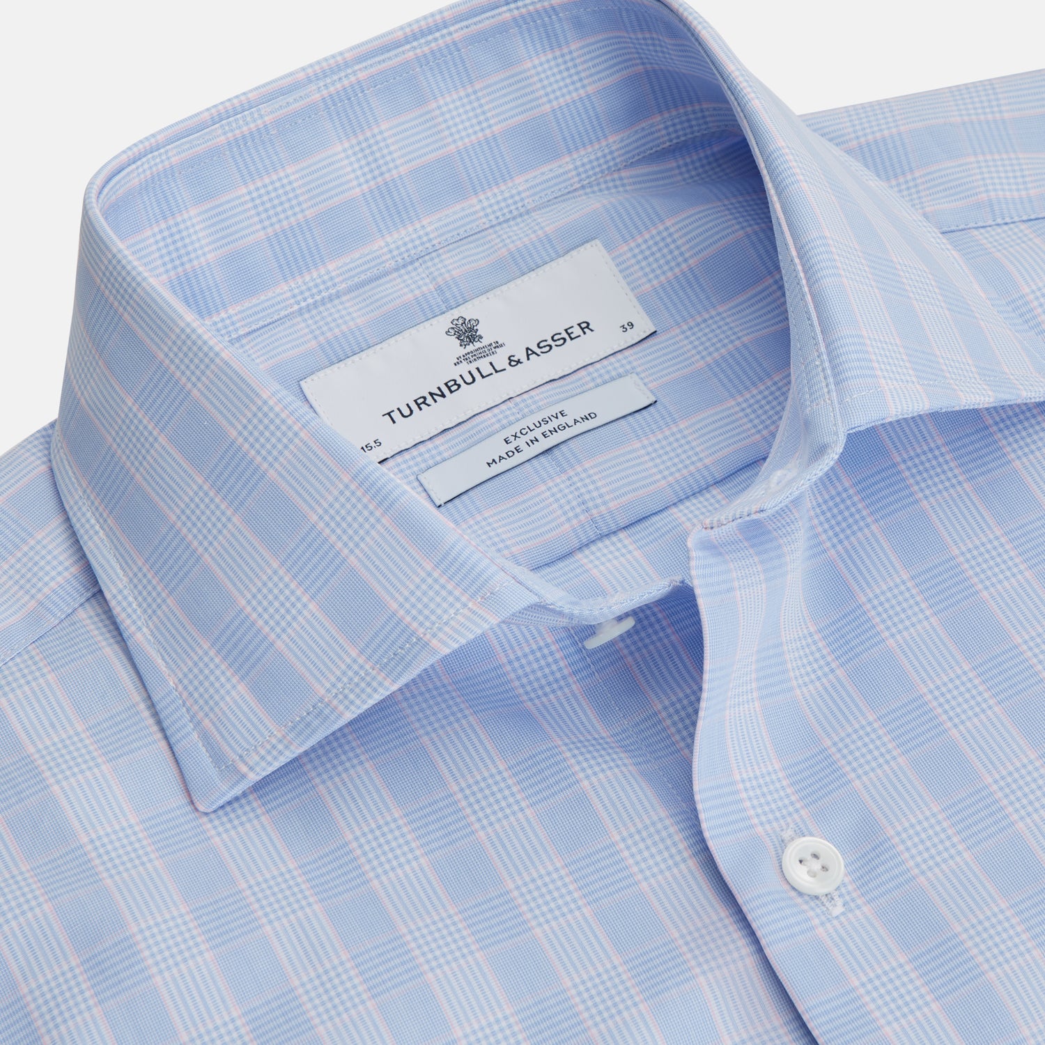 View 2 of product Pink and Blue Glen Check Tailored Fit Shirt with Kent Collar