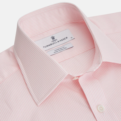 Pink Fine Stripe Regular Fit Shirt with T&A Collar Image 2