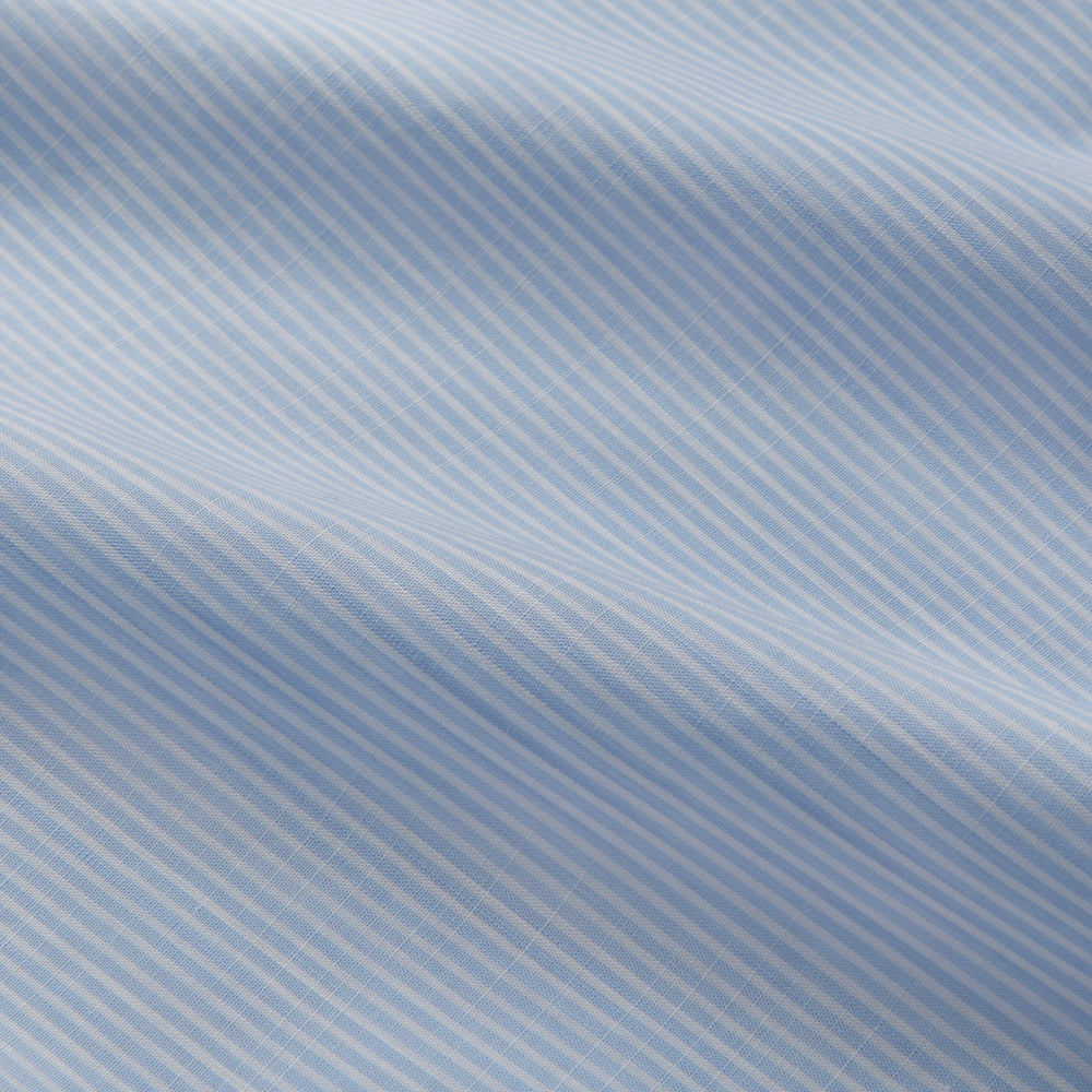 Sky Blue Chambray Stripe Weekend Fit Shirt With Dorset Collar