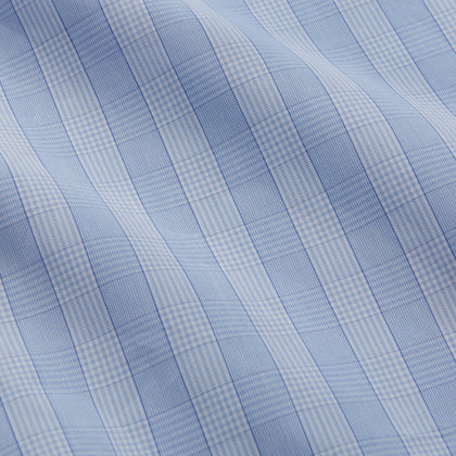 Tonal Blue Glen Check Tailored Fit Shirt with Kent Collar Image 3