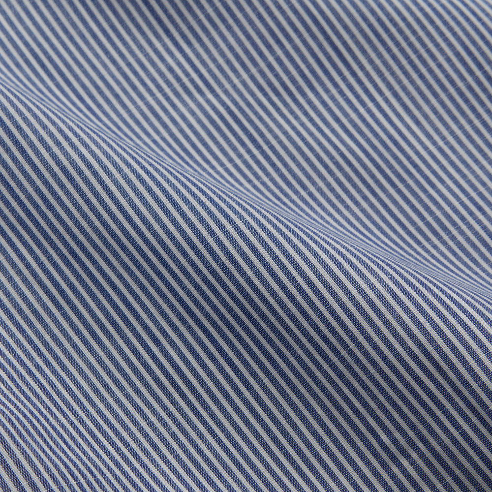 Indigo Chambray Stripe Weekend Fit Shirt With Dorset Collar