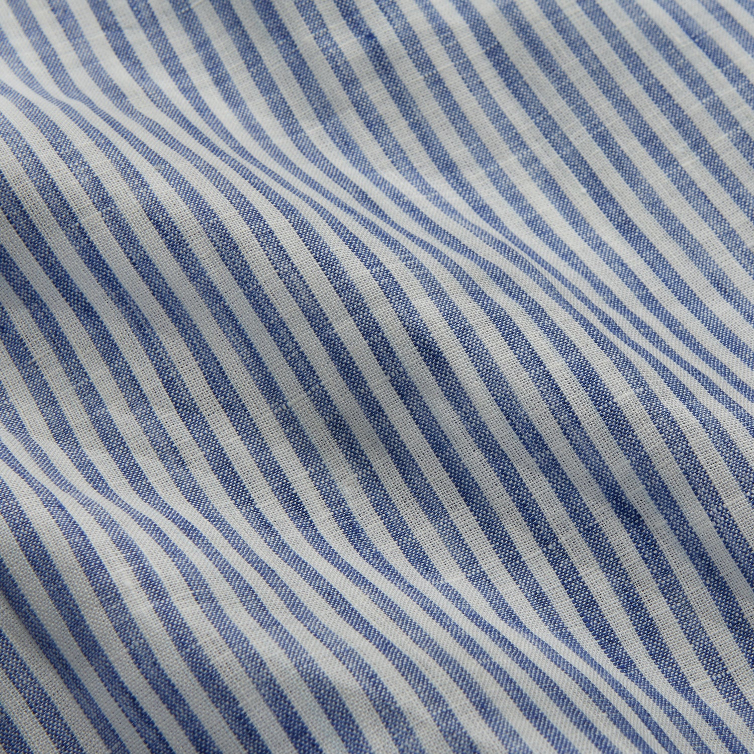 View 2 of product Sky Blue Linen Stripe Weekend Fit Shirt with Derby Collar