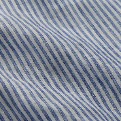 Sky Blue Linen Stripe Weekend Fit Shirt with Derby Collar Image 1