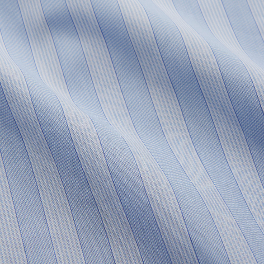 Tonal Blue Stripe Tailored Fit Shirt with Kent Collar