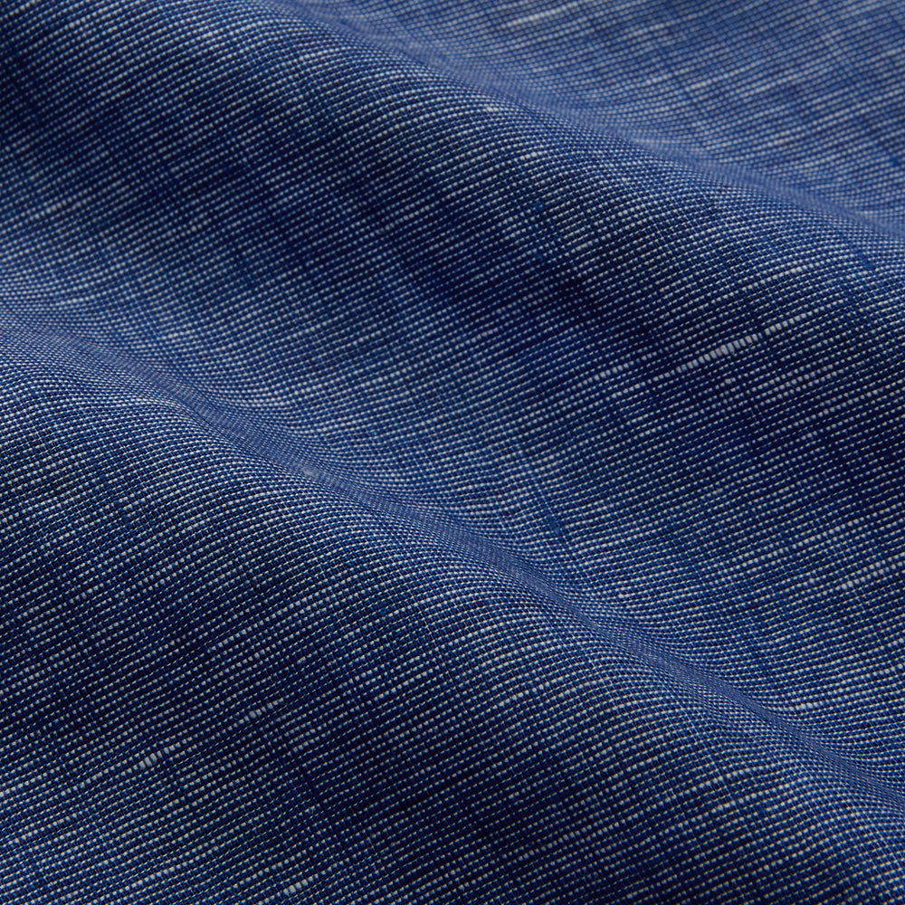 Indigo Linen Weekend Fit Shirt with Derby Collar