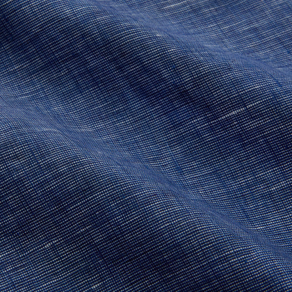 Indigo Linen Weekend Fit Shirt with Derby Collar Image 4