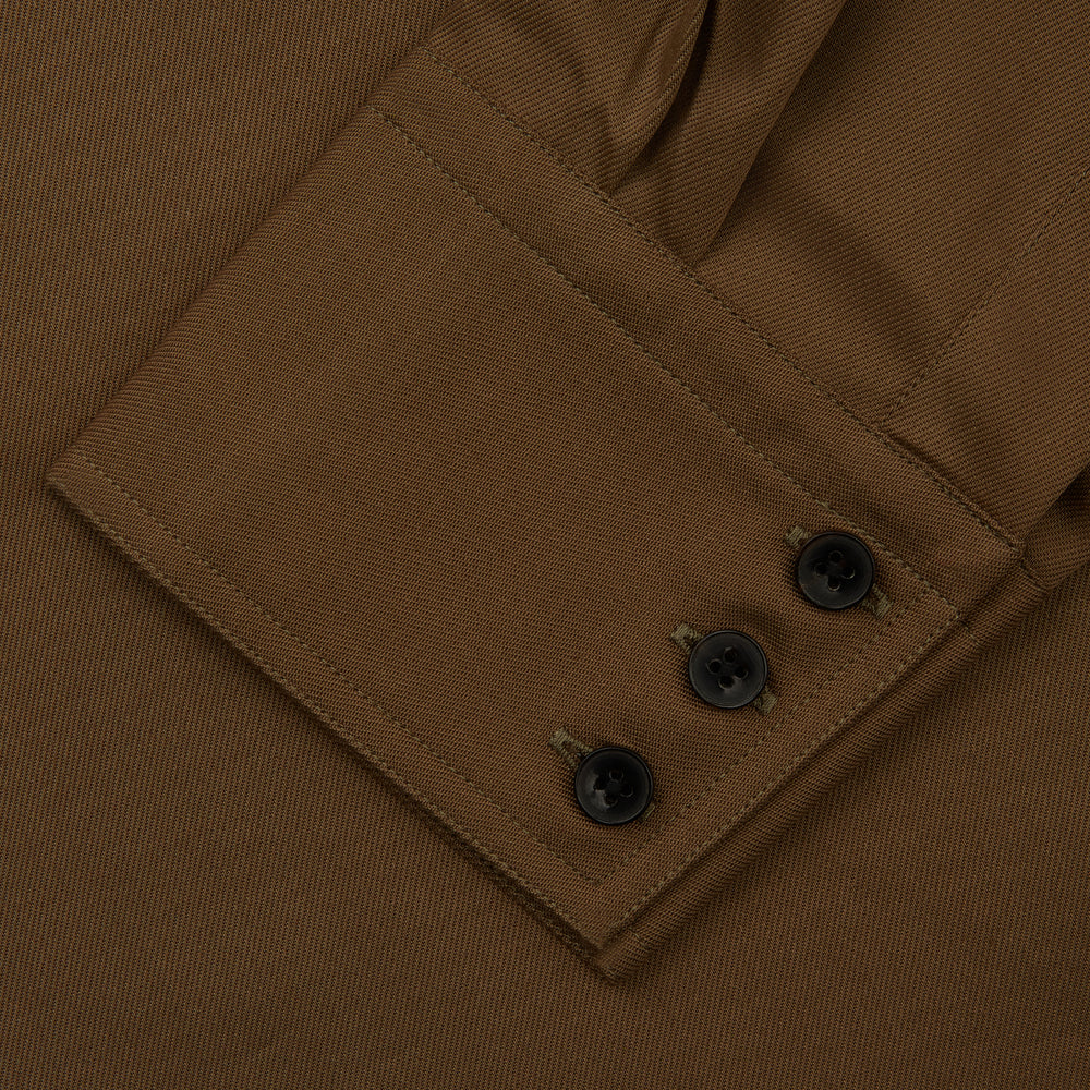 Khaki Cotton Weekend Fit Western Shirt with Dorset Collar