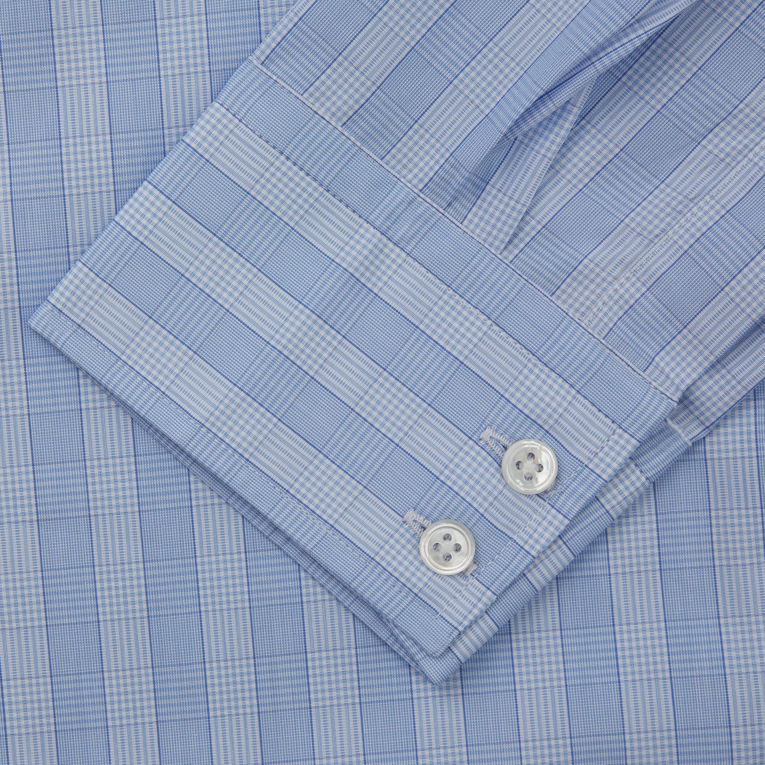 Tonal Blue Glen Check Tailored Fit Shirt with Kent Collar