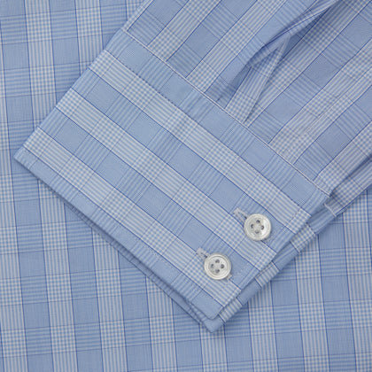 Tonal Blue Glen Check Tailored Fit Shirt with Kent Collar Image 2