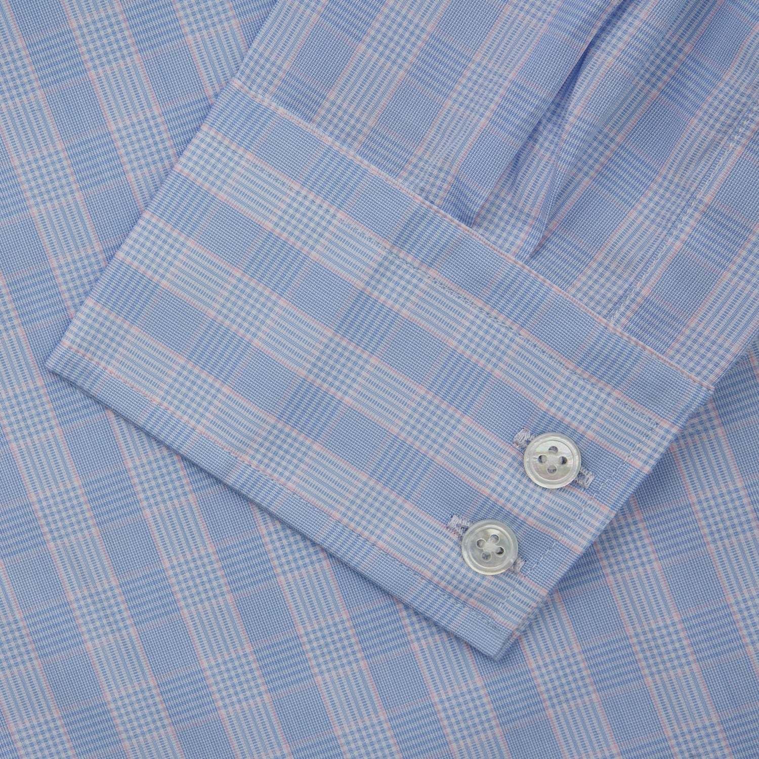 View 3 of product Pink and Blue Glen Check Tailored Fit Shirt with Kent Collar