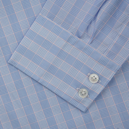 Pink and Blue Glen Check Tailored Fit Shirt with Kent Collar Image 2
