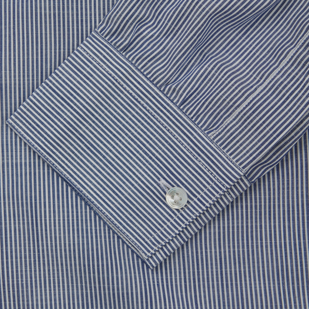 Indigo Chambray Stripe Weekend Fit Shirt With Dorset Collar