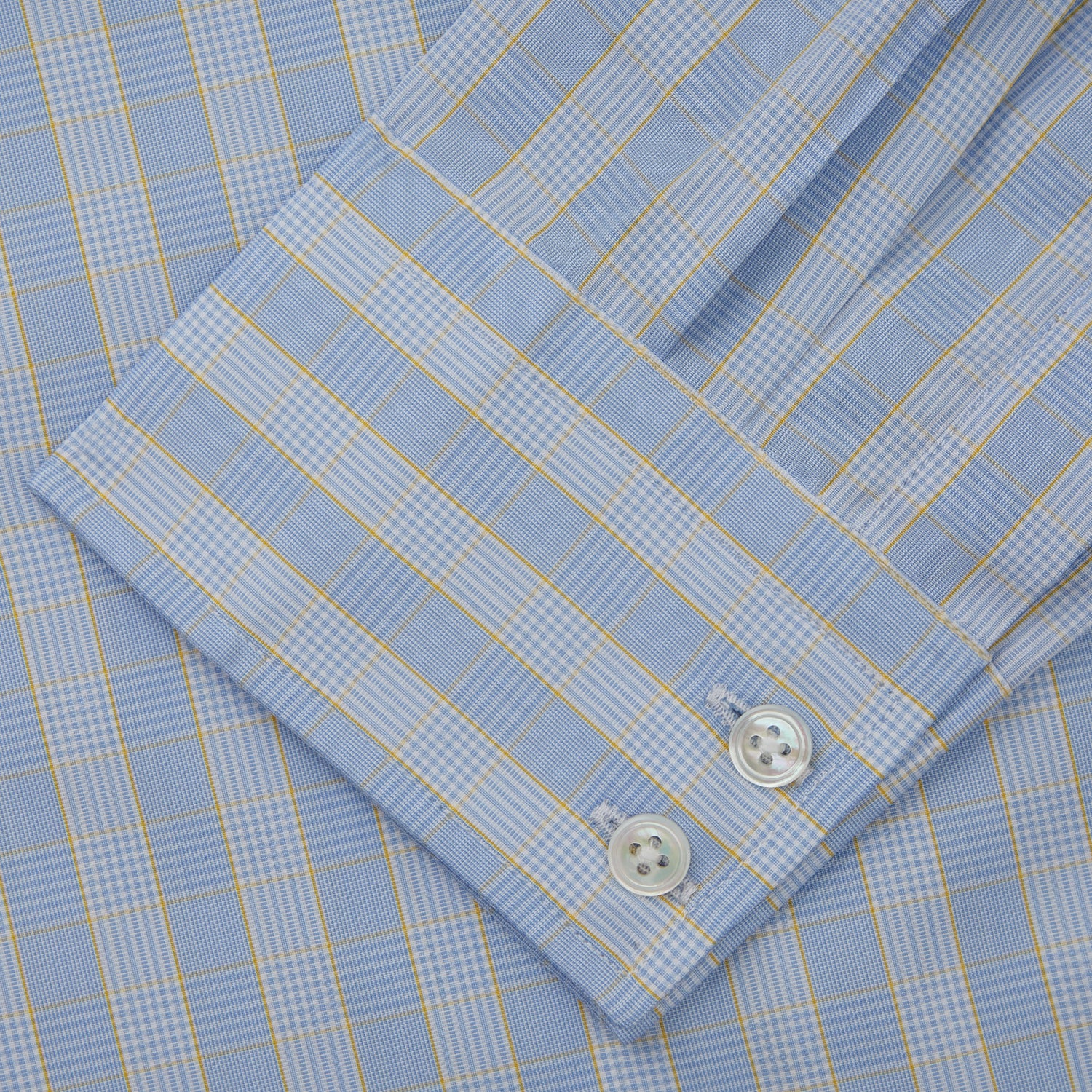 View 4 of product Yellow and Blue Glen Check Tailored Fit Shirt with Kent Collar