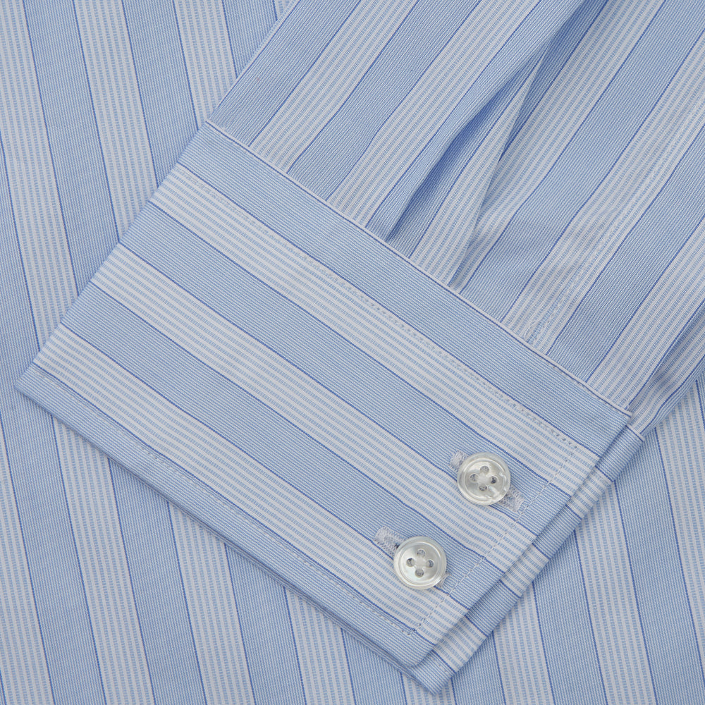 Tonal Blue Stripe Tailored Fit Shirt with Kent Collar