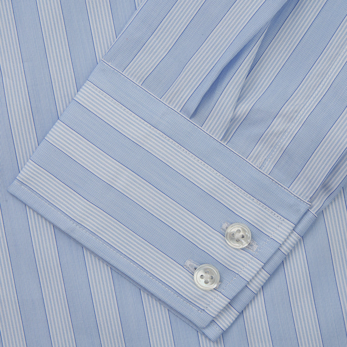 Tonal Blue Stripe Tailored Fit Shirt with Kent Collar Image 2