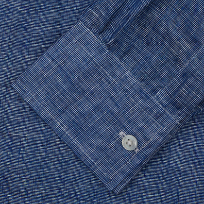 Indigo Linen Weekend Fit Shirt with Derby Collar Image 3