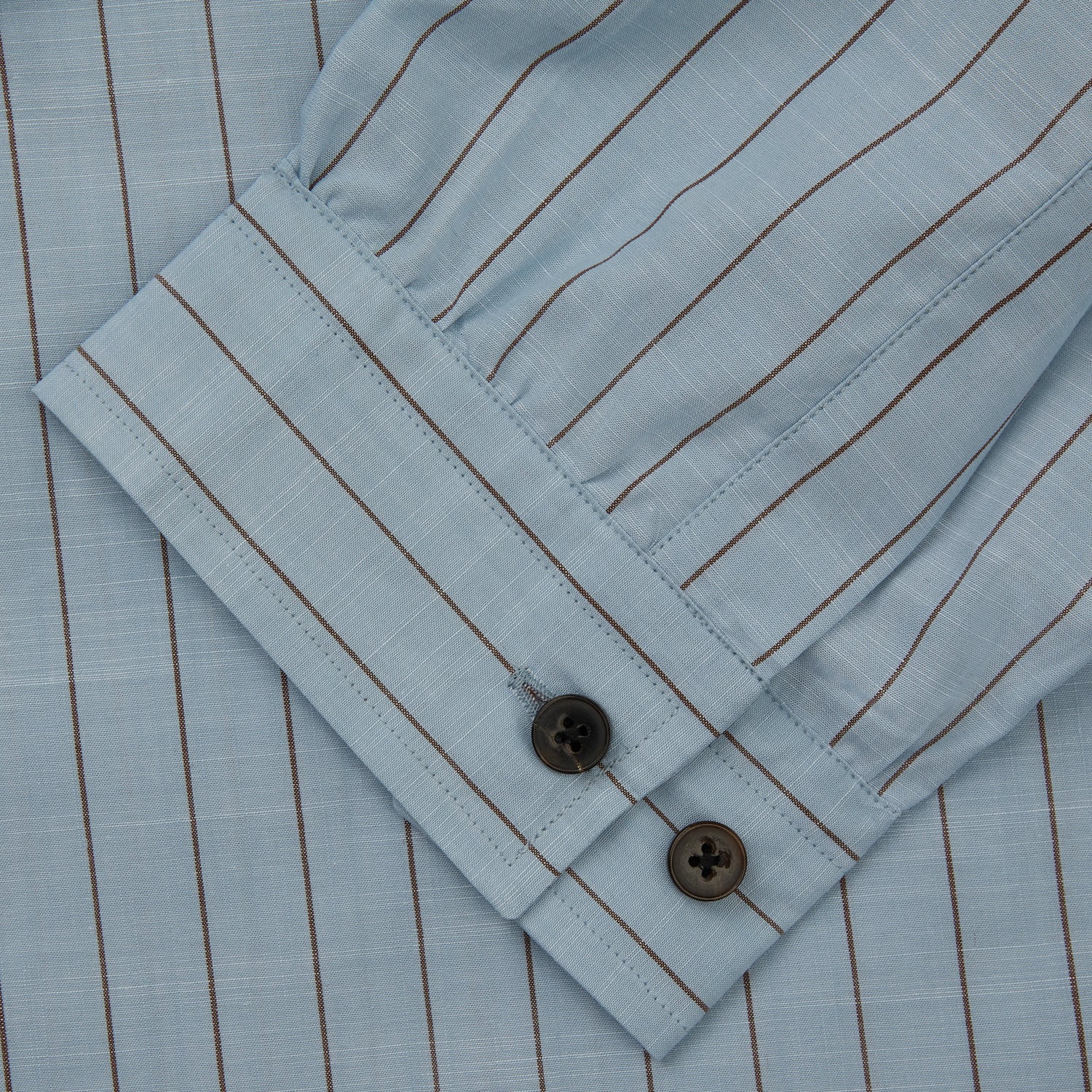 View 3 of product Pale Blue Stripe Cotton Holiday Fit Shirt with Revere Collar & Single Button Cuff