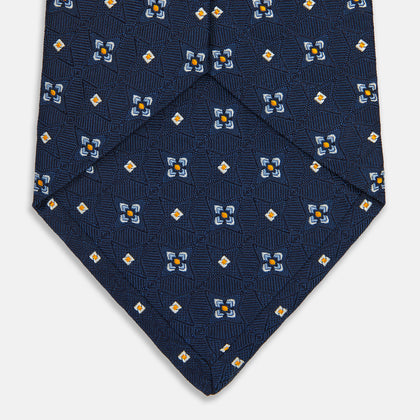 Navy Floral Emblem Tie Image 3