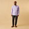 View 1 of product Lilac Weekend Fit Linen Blake Shirt with Stand Collar and 1-Button Cuffs