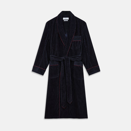Navy Linen & Cotton Cord Gown Image 1