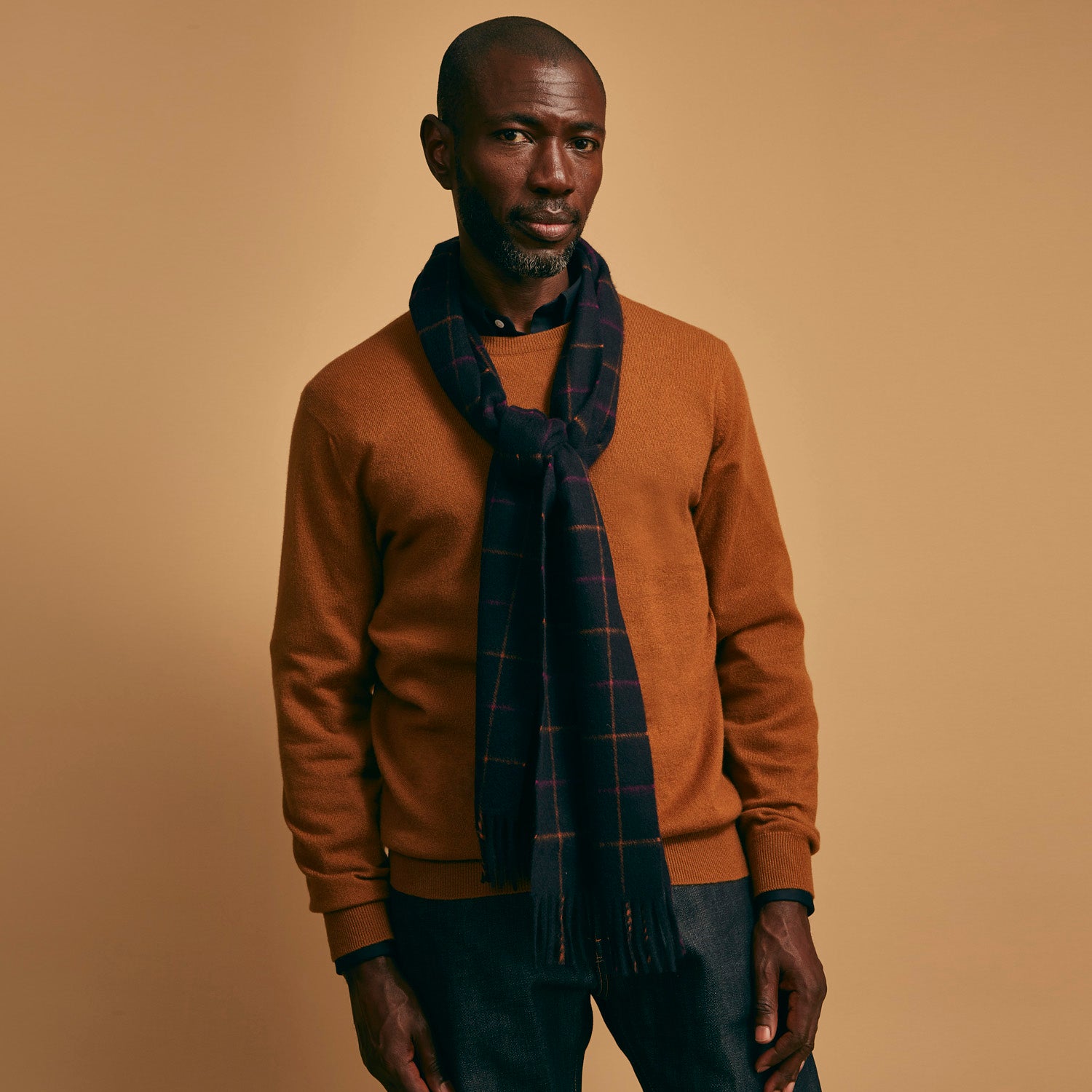 View 1 of product Purple Multi Tattersall Check Cashmere Scarf