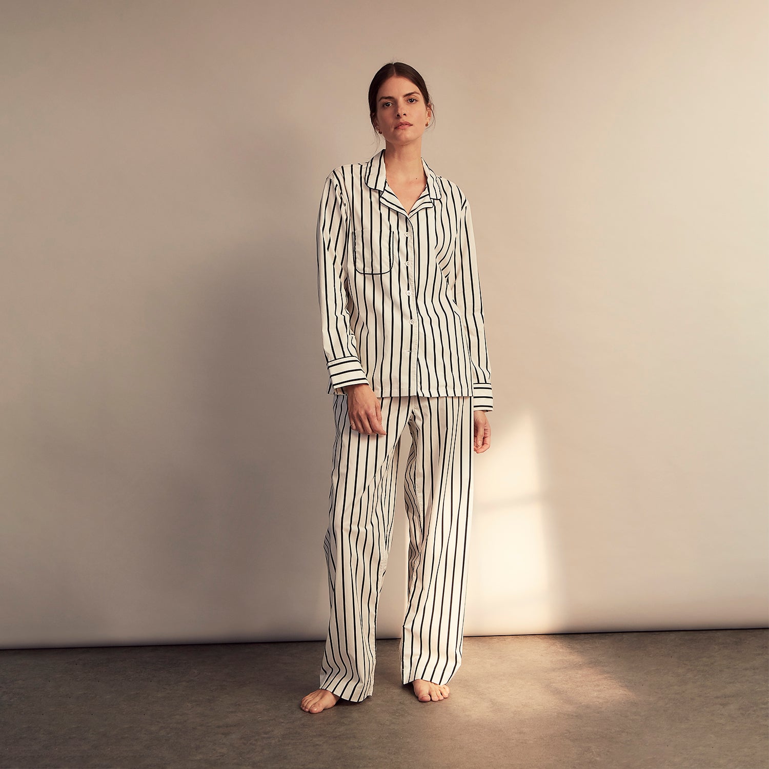 View 1 of product Black & White Stripe Harriet Women’s Pyjama Set