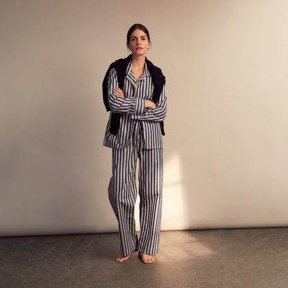 Blue Multi Stripe Harriet Women’s Pyjama Set Image 8