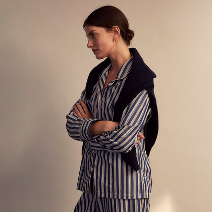 Blue Multi Stripe Harriet Women’s Pyjama Set Image 2