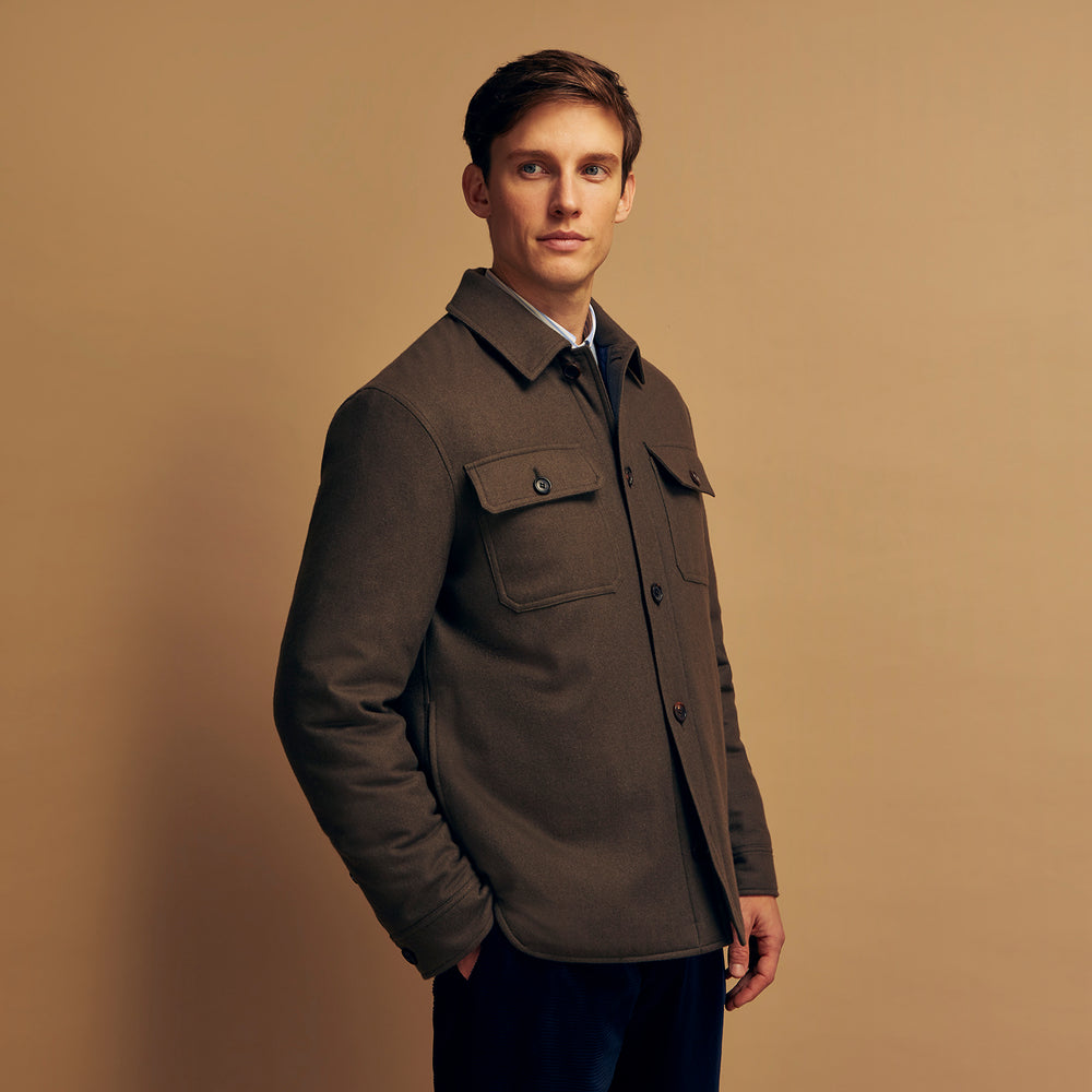Green Quilted Cashmere Amhurst Overshirt