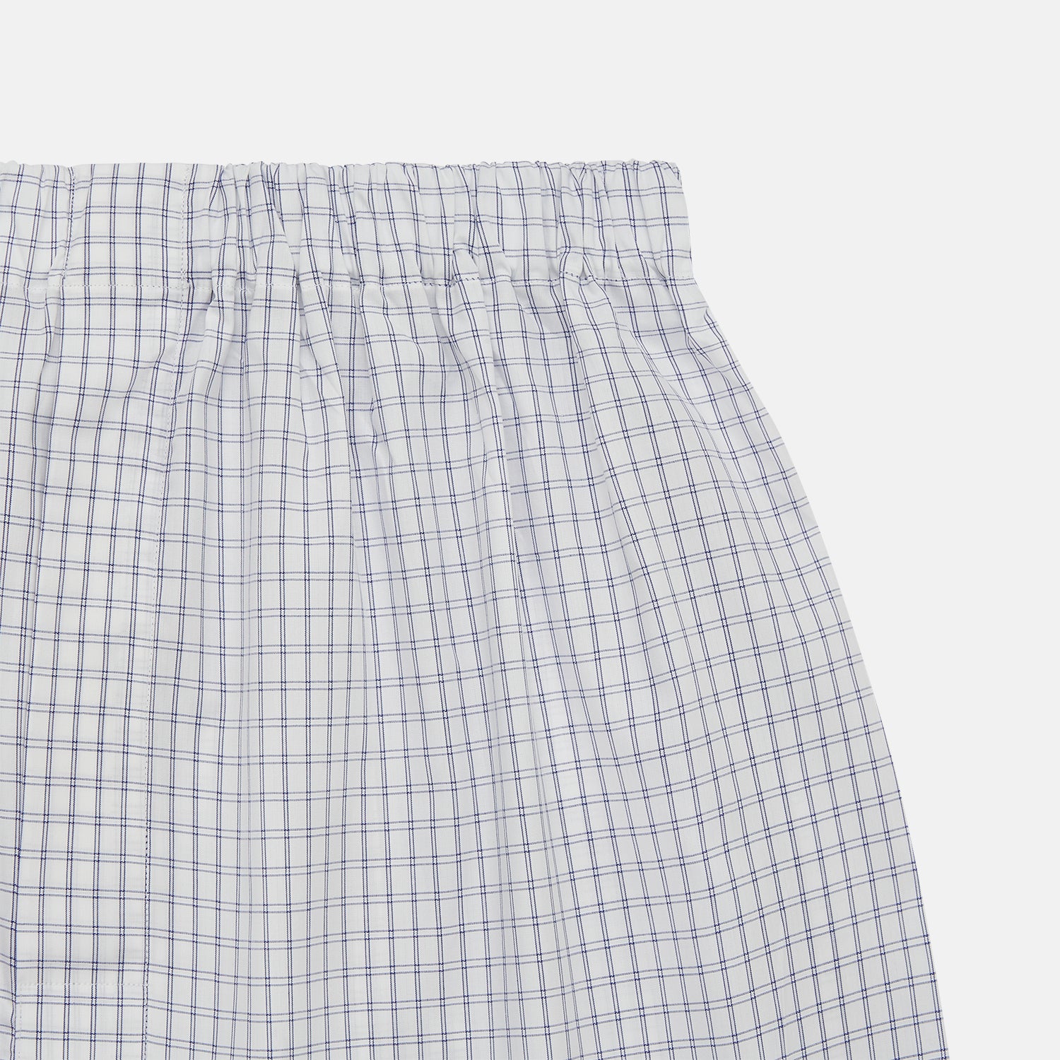 View 2 of product White and Blue Check Cotton Godfrey Boxer Shorts