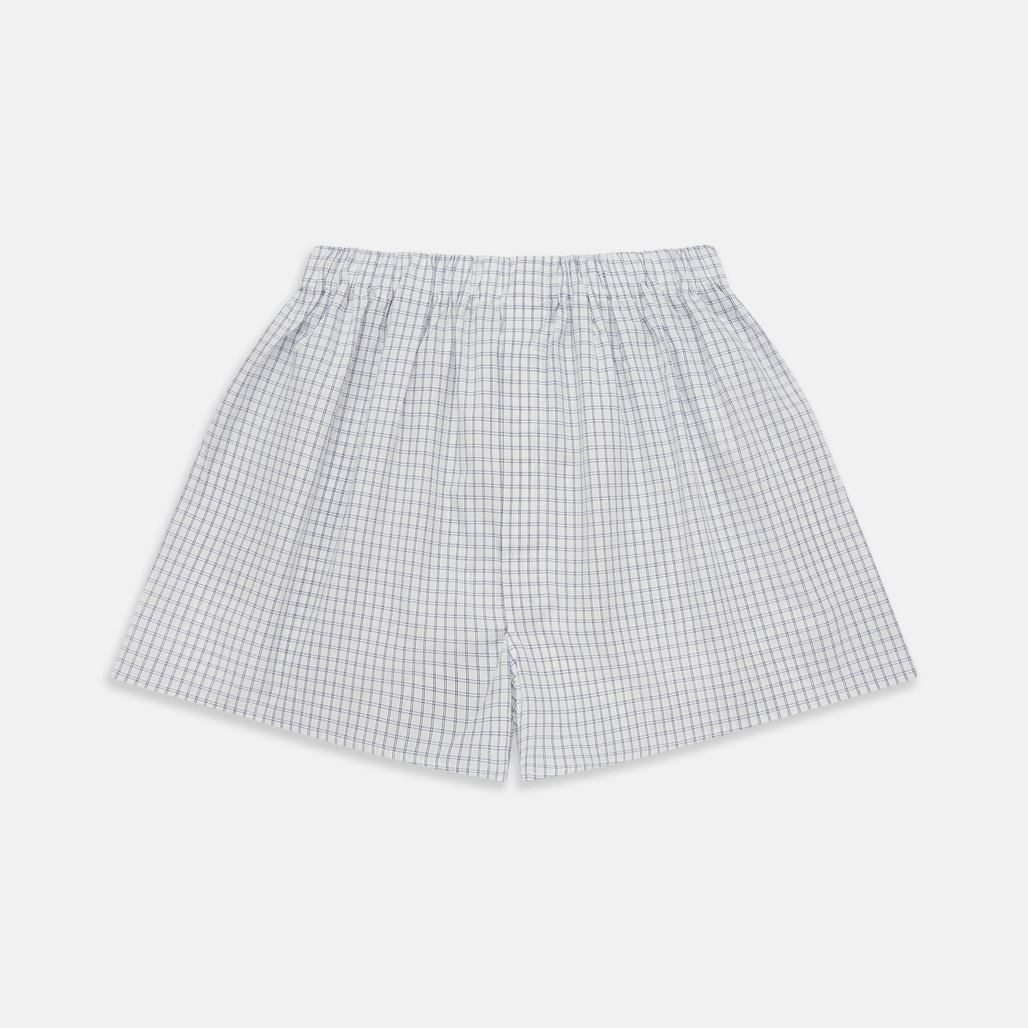 View 1 of product White and Blue Check Cotton Godfrey Boxer Shorts