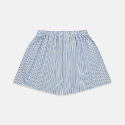 Pale Blue Multi Striped Cotton Godfrey Boxer Shorts
