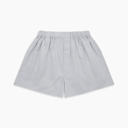 Faded Blue Block Check Cotton Godfrey Boxer Shorts Image 2