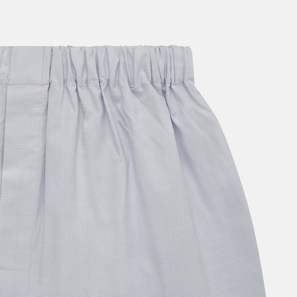 Faded Blue Block Check Cotton Godfrey Boxer Shorts Image 1