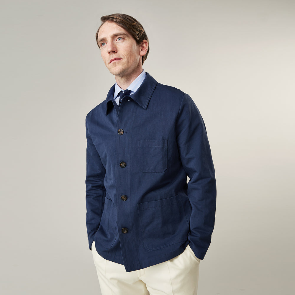 Navy Cotton-Linen Remy Chore Jacket