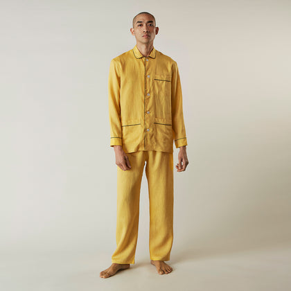 Ochre Linen Modern Pyjama Set Image 2