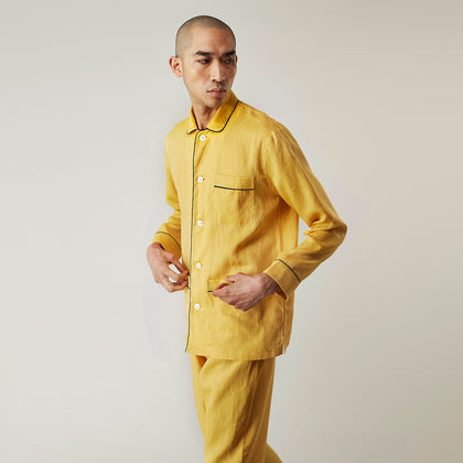 Ochre Linen Modern Pyjama Set Image 7