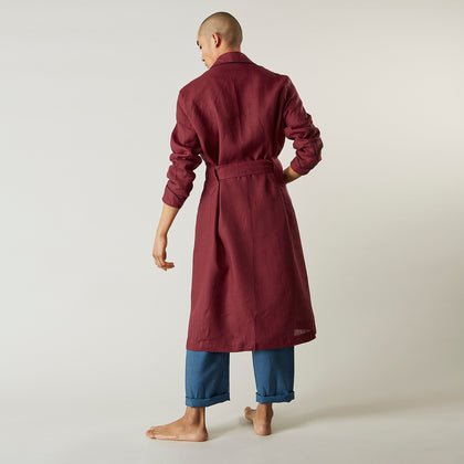 Burgundy Linen Piped Gown Image 7