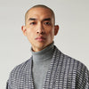 View 8 of product Navy Silk Chequered Kimono Gown