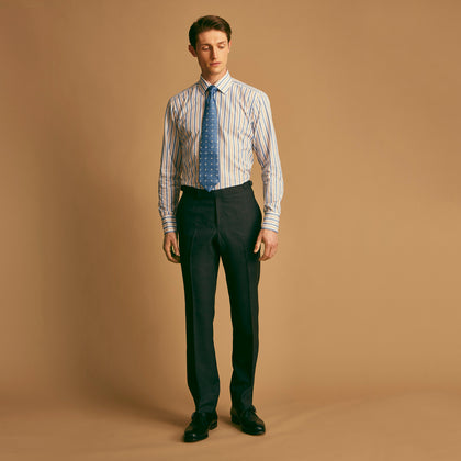 Blue Multi Stripe Regular Fit Shirt with T&A Collar and 3 Button Cuffs Image 1