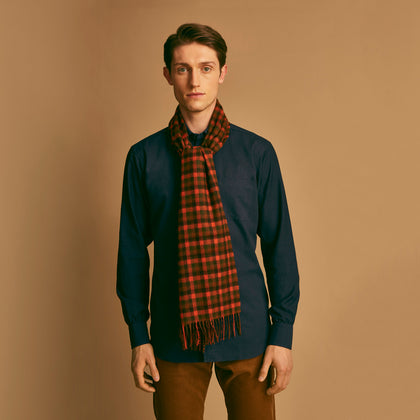Orange Multi Shepherd Check Cashmere Scarf Image 3