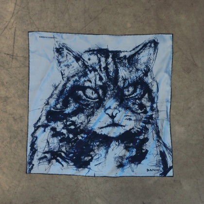 DANIEL PERKIN BLUE WILDCAT POCKET SQUARE Image 1