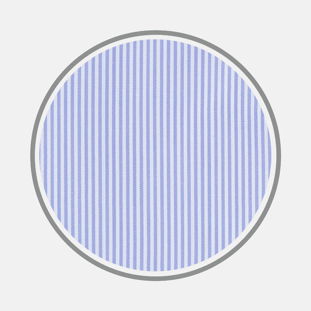 Blue Fine Bengal Stripe Sea Island Quality Cotton Fabric